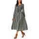thumbnail image 4 of VESTIDO DE MUJER INSPIRE CHIC Estampado de Leopardo Manga Larga Ruffle Cuello en V Smoked Flowy Midi Vestidos de Guepardo con Bolsillos L Negro, 4 of 6