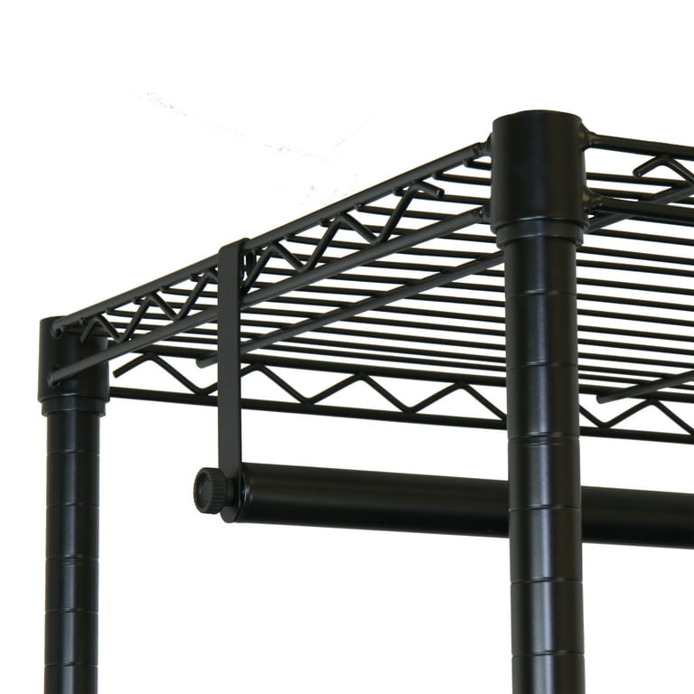 Oceanstar Garment Rack with Adjustable Shelves with Hooks Black