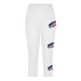 thumbnail image 6 of ZACPNCV Girls Capri Leggings Independence Day Print High Waist Kids Leggings Athletic Sports Workout Dance Tights Cropped Pants White 12-13 Years, 6 of 9