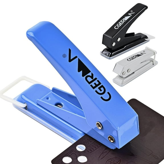 Single Hole Puncher, 3 ESF27 Pack ，1/4" Hole, 50% Labor Savings, Heavy Duty Metal Punch, 15 Sheet Capacity, for ID Cards, Chipboard, Art Project, Crafts Easy Punching