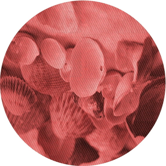 Ahgly Company Machine Washable Indoor Round Transitional Red Area Rugs, 8' Round