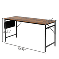 thumbnail image 3 of GZXS Computer Desk, 63 Inch Home Office Desk with Side Hooks and Non-Woven Fabric Storage Bag, Gaming Writing Study Work Table for Bedroom, Rotten Wood Color, 3 of 9
