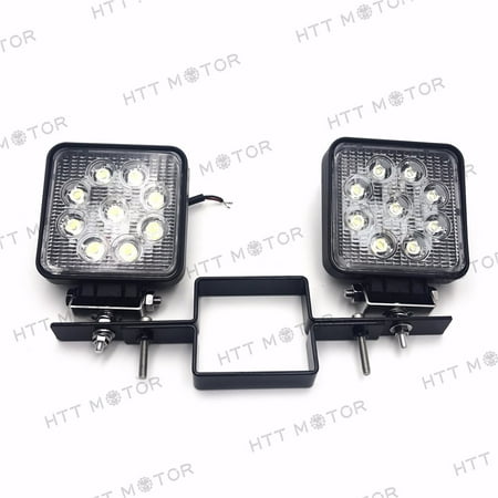 HTTMT- Square 27W Off-Road LED Work Lamp w/ tow hitch bracket For Truck SUV Trailer (Best Suv For Off Road And Towing)