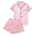 thumbnail image 5 of Pajamas for Women Set Solid Silk Satin Homewear Short Sleeve Button Up Top with Shorts Women's Sleepwear Pink XL, 5 of 5