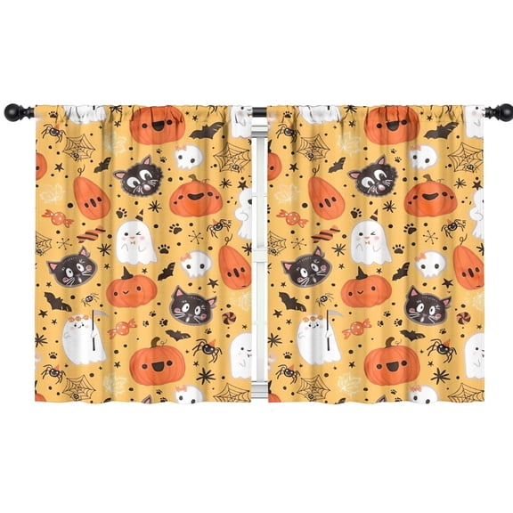Blackout Kids Curtains,Cute Halloween Elements Pattern Childrens Insulated Curtains Set Of 2,Bedroom Essentials,Toddler Room Decor 42"x54"