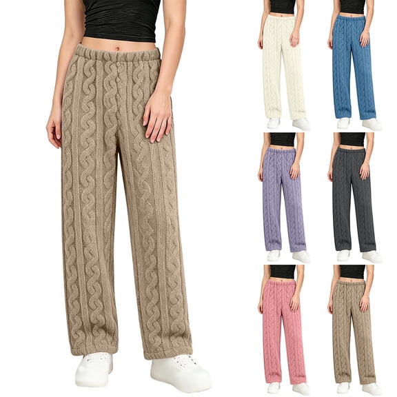 YABCSAZ Sherpa Pajama Pants for Women Soft Elastic Wasit Fluffy Pj Pants Soft Warm Comfy Lounge Fleece Lined Sleepwear Bottoms