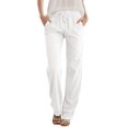thumbnail image 1 of Pantalones JEKAOYI para mujer, cintura alta, con cordón, pierna recta, blancos, 1 of 5