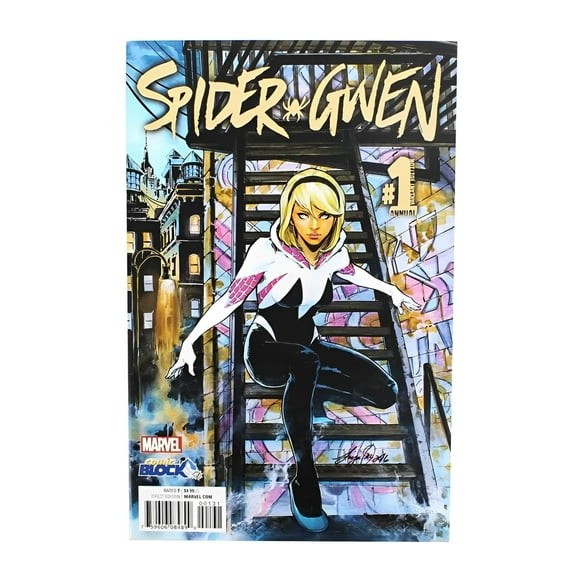 Cómic Marvel Spider-Gwen #1 con portada variante de Comic Block