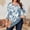 Blue, variant on Plus Size Tops for Women 3/4 Sleeve Loose Shirts Casual V-Neck T-Shirt Trendy Comfortable Lounge Tops Floral Loose Fit Clothes Dark Green L