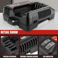 thumbnail image 2 of CMCB104 Fast Charger Compatible with Craftsman 20v V20 Lithium Battery CMCB201 CMCB202 CMCB205 CMCB209 CMCB206 CMCB202-2 Replacement for 20v Battery Charger CMCB100 CMCB102 CMCB124, 2 of 3