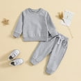 thumbnail image 2 of Gerichy Baby Boys Fall Outfits Set 2PCS Outfits Clothes Set For Boys Clothes Solid Pullover Long Sleeve Sweatshirt Sweatpant Toddler Boys Girls Long Sleeve Solid T Shirt Pullover Tops Pants Outfits, 2 of 4