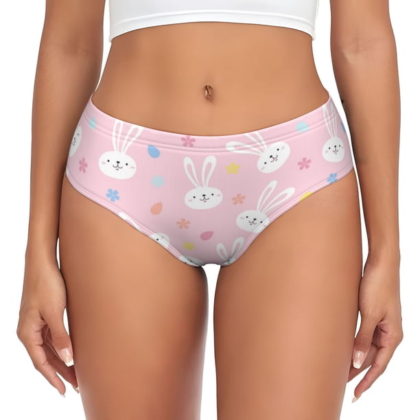 Fotbe Easter Cute Rabbit Calzones Estampados para Mujer – Ropa Interior de Algodón, Cómoda, Suave y Elástica-3X-Large