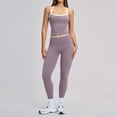 thumbnail image 1 of AEXTO Two Piece Color Block Womens Workout Sets Cross Back Tank Top Matching High Waist Leggings Sets Gym Outfits Activewear, 1 of 5
