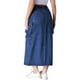 thumbnail image 3 of Falda de mezclilla maxi para mujer INSPIRE CHIC con abertura frontal, botones en la parte delantera, cintura elástica, estilo urbano, bolsillos de solapa, talla 2XL, azul oscuro, 3 of 6