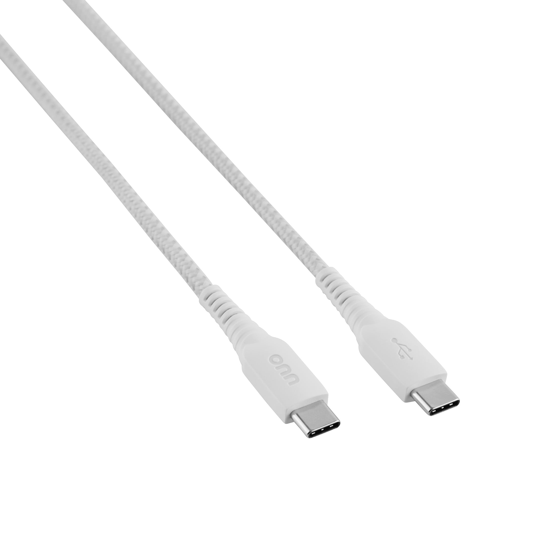 (5 pack) Onn 10ft USB-C to USB-C Braided Charging Cable, USB-IF Certified, White - Compatible with iPhone, Samsung, Pixel, iPad Pro