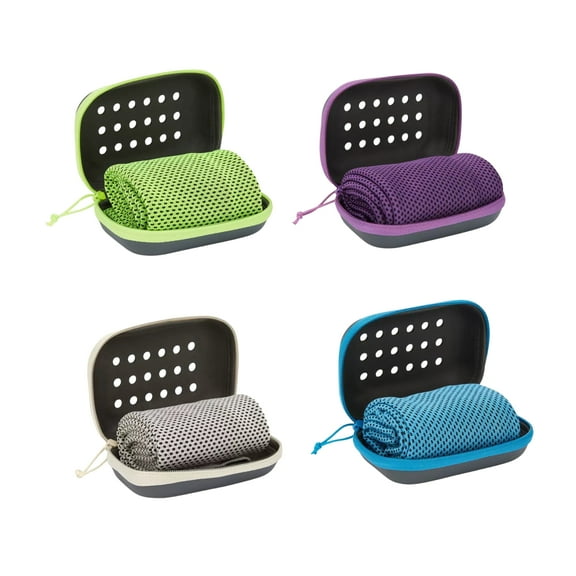 4 Pack Portable Silicone Set Cooling Towels for Neck and Face, Breathable Sweat Absorbent Cool Towel for Gym, Yoga, Workout, Quick Dry Microfiber Ice Towels for Hot Weather Camping