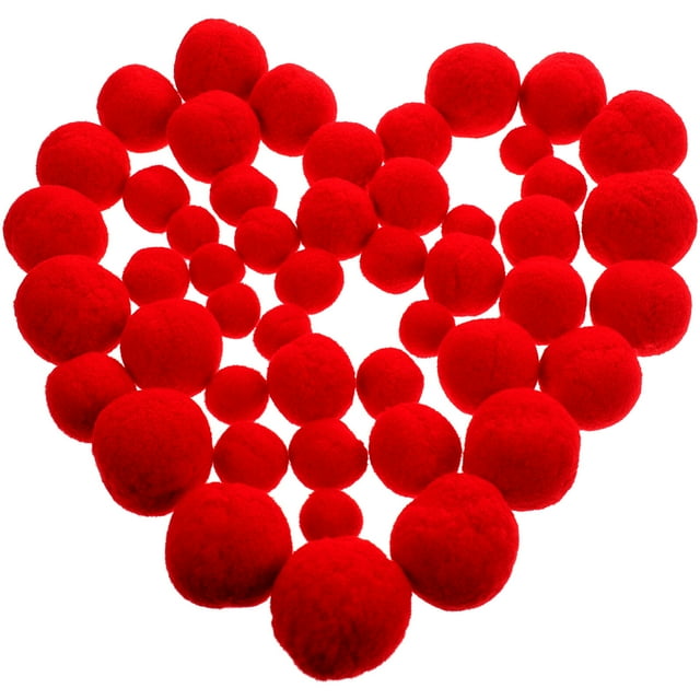 MasteelfCA 50 Pcs Pompons Rouges Accessoires de Vêtements Pompons Moelleux Matériaux Faits Main Diy