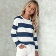 thumbnail image 6 of XIMIN Kids Girls Oversized Cute Color Block Striped Sweaters Long Sleeve Thin Shirts Toddler Mock Neck Sweatshirt Basic Soft Cotton Tees Teen Girl Going Out Tops, 6 of 7