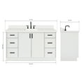 thumbnail image 3 of Ariel Kelly 61 Inch Single Rectangle Sink Bathroom Vanity With Pure White Quartz Countertop 1.5 Inch Edge In White, 3 of 12