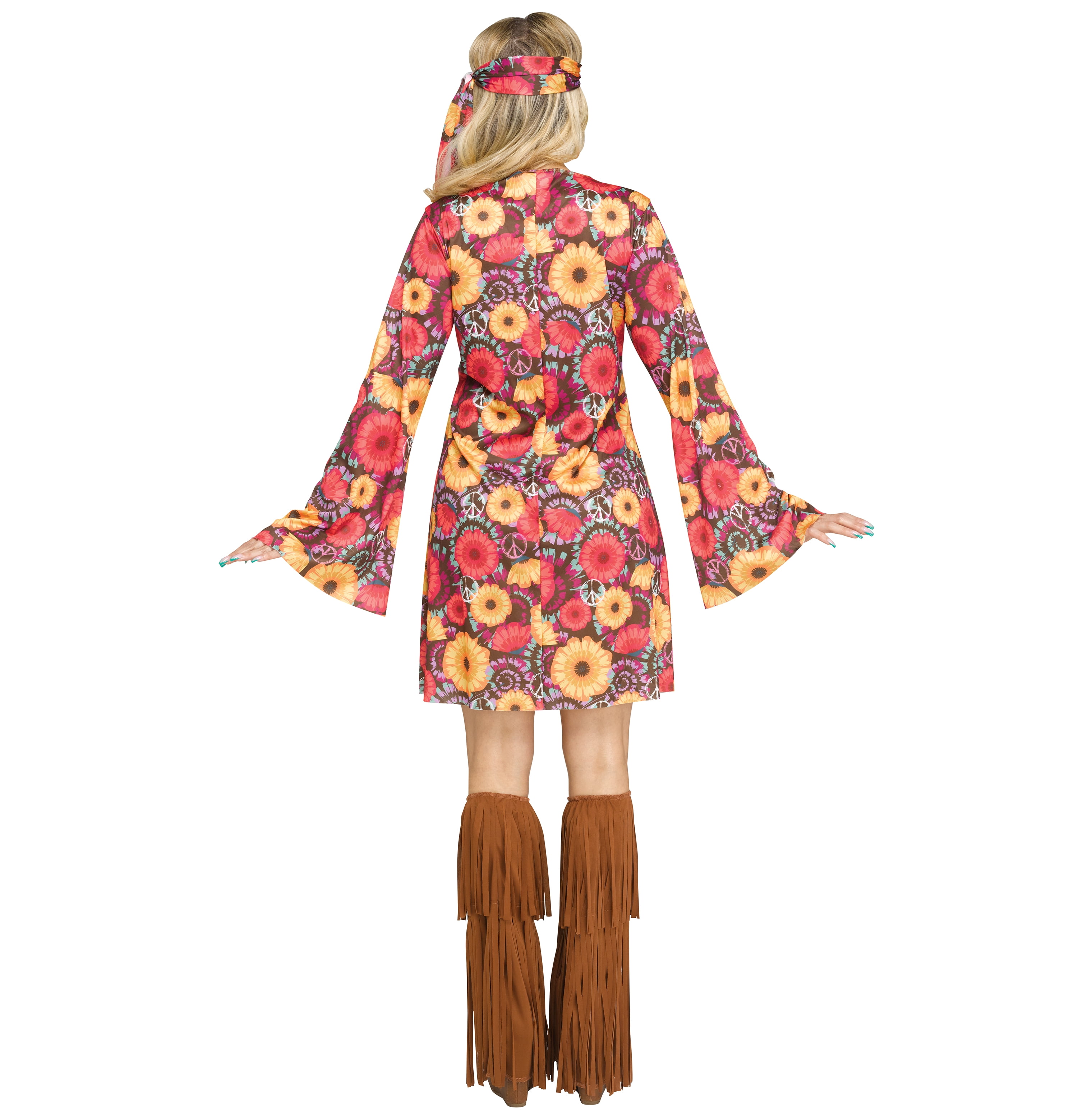 Flower Power Hippie Halloween Costume for Adults, Women's Size L (12/14), by Way to Celebrate