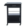 thumbnail image 3 of Riverbay Furniture Transitional Wood/Granite Top Kitchen Cart in Classic Black, 3 of 13