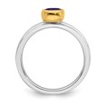 thumbnail image 2 of 925 Sterling Silver Stackable Gold-plated Amethyst Purple February Gemstone Ring Eternity Band Size 5, 2 of 7