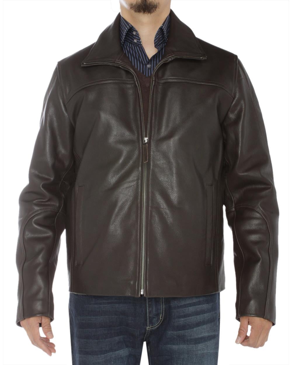 LN LUCIANO NATAZZI Men's Classic Full Grain Cow Leather Jacket Brown ...
