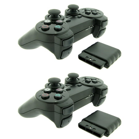 TekDeals 2x Wireless 2.4GHz Dual Shock Game Controller for Sony PS2 Playstation (Best Wireless Ps2 Controller)