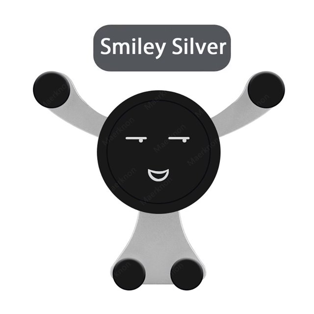 Soporte de teléfono móvil para coche accesorio Universal para ventilación de Smartphone compatible con iPhone 14, 13 Pro Max, Xiaomi, Huawei, Samsung"Smiley Silver" Fivean Soporte para teléfono de coche