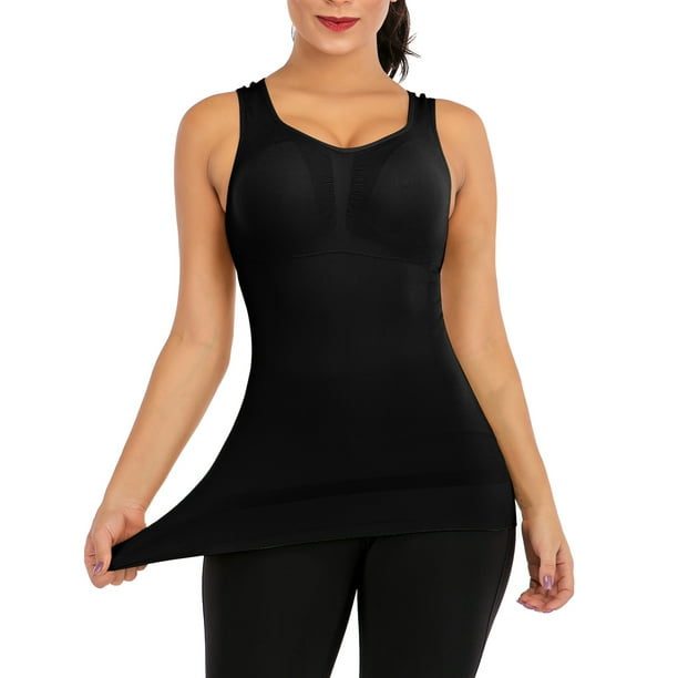 ALING Women's Shapewear Tank Top Tummy Control Shaper Slimming Padded Tank  Tops Body Shaper Vest Compression Top Vest Waist Trainer Vest for Women 