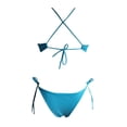 thumbnail image 5 of Sngxgn Women's V Neck Tummy Control Swimsuit Cheeky Tie Side High Cut Bathing Suit Ribbed Swimwear(Blue,XL), 5 of 6