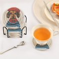 thumbnail image 3 of Yayeee 6 PCS Drink Coasters with Holder Set Woven Absorbent Round Tabletop Hot Pad, Cute Dog Artist, 3 of 7