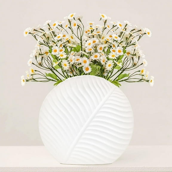 AzulHome Ceramic Vase - Flower Vase for Modern Table Shelf Decor, Minimalism Aesthetic Boho Style Decor for Bedroom, Living Room, Office, Solid White