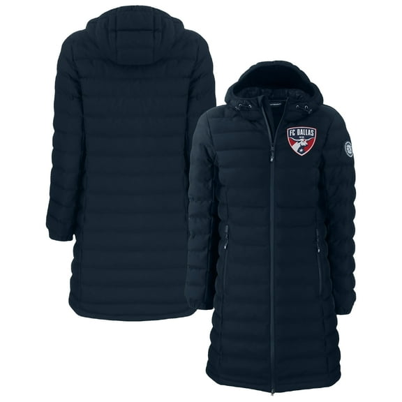 Women's-Cutter & Buck  Navy FC Dallas Mission Ridge Repreve Eco Insulated Long Full-Zip Puffer Jacket