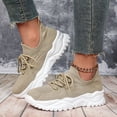 thumbnail image 4 of Rokment Women's Platform Running Tennis Shoes 2026 Spring Fall Knitted Lightweight Memory Foam Chunky Slip on Walking Trainners Basketball Bowling Sneakers Khaki Size 11.5, 4 of 7
