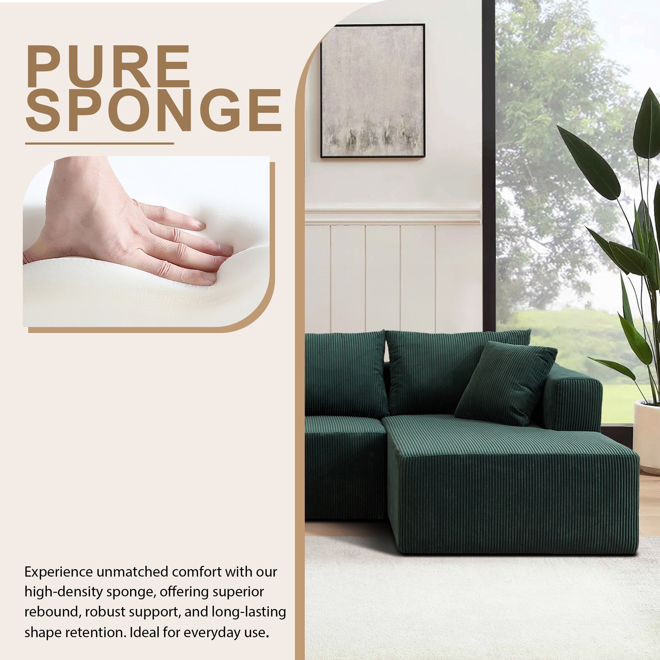 AENKYO 104 Modular L-Shape Sectional Sofa - Cloud-Couch - Corduroy