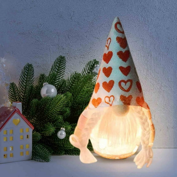 SDJMa Valentine's Day Gnome Decorations, Plush Heart Gnomes with LED Light, Handmade Swedish Tomte for Women Valentines Day Mothers Day Weeding Gift Home Decor