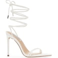 thumbnail image 3 of Steve Madden Flamin White Ankle Tie Lace Wrap Around Stiletto Open Toe Sandals (6, WHITE), 3 of 6