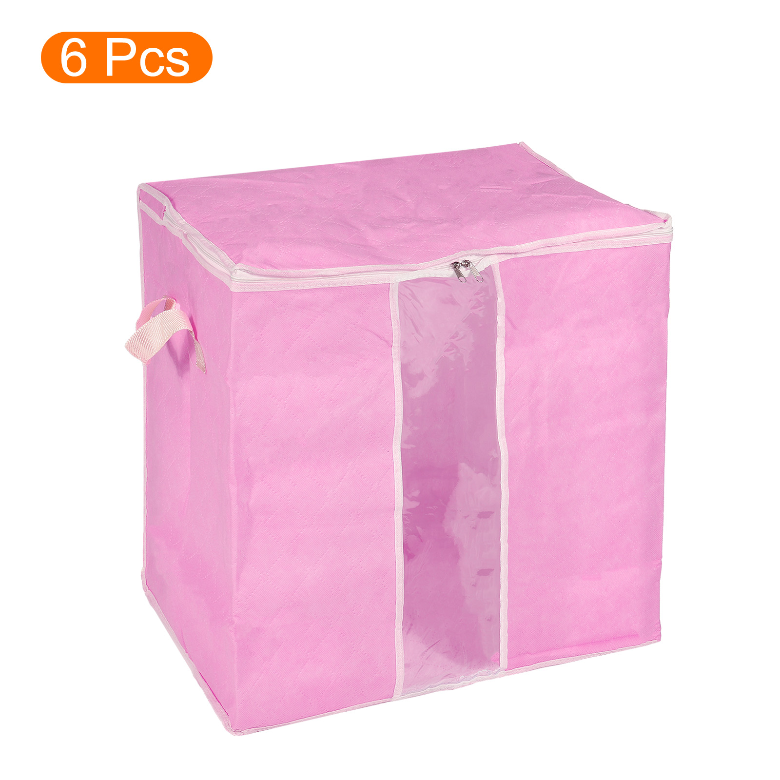 Unique Bargains Foldable Clothes Storage Bags with Reinforced Handle Pink