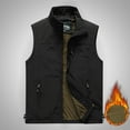 thumbnail image 2 of Lovskoo Men's Outdoor Casual Sleeveless Cargo Jackets Fleece Lined Stand Collar Full Zip Coats Warm Outwear Padded Vest Coats Black, 2 of 8