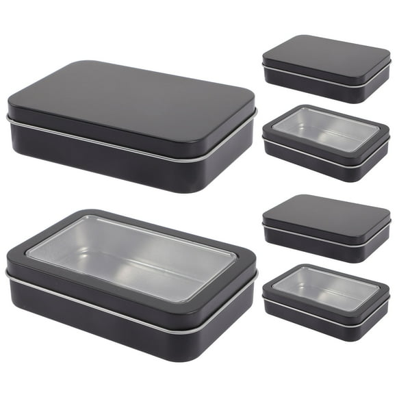 Card Deck Tins Black 6Pcs 4.4x2.9x1In