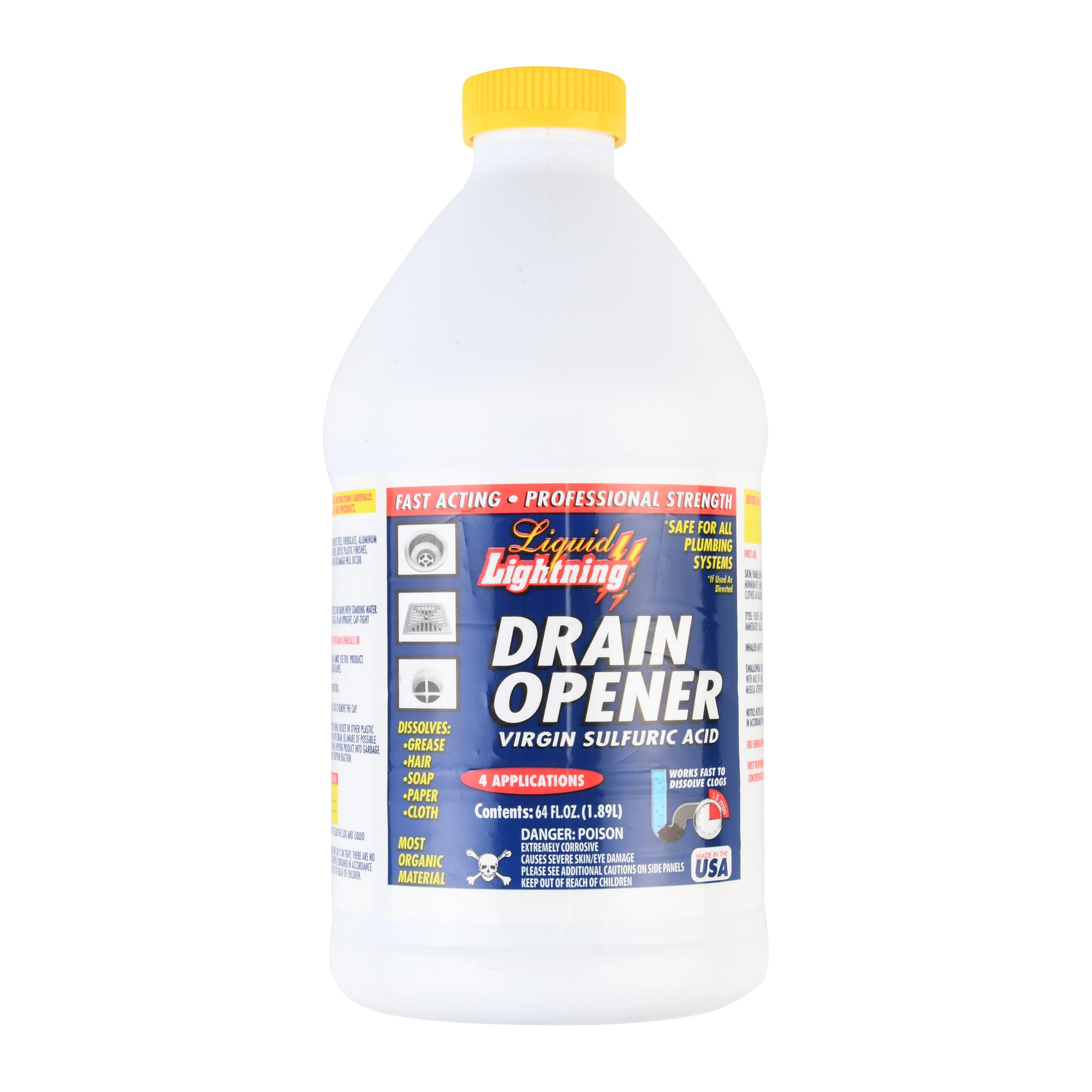 Zonnebrand Hilarisch regen Liquid Lightning Virgin Sulfuric Acid Drain Opener, 64oz - Walmart.com