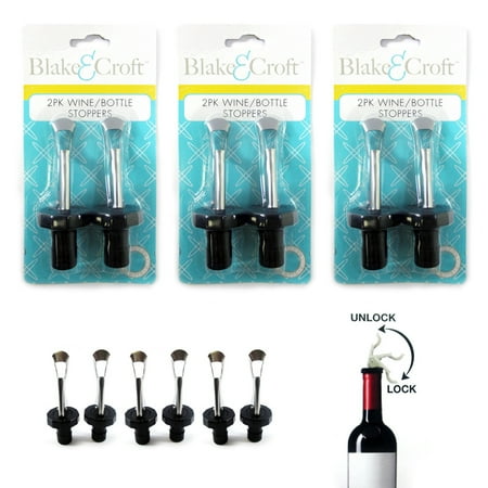 - 6 Wine Bottle Stoppers Keep Fresh Saver Vacuum Sealer Preserver Airtight Set