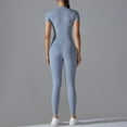 thumbnail image 4 of DHFJKG Womens Yoga Jumpsuits Workout Onesie Summer Gym Short Sleeve Zip Front High Neck Buttery Soft Tummy Control Stylish One-Pieces, 4 of 5