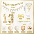 thumbnail image 2 of 13th Birthday Decorations Girls, Gold White Birthday Balloons, Happy 13th Banner with Confetti Latex Balloons Cake Topper for Girls Party Deco, 2 of 7