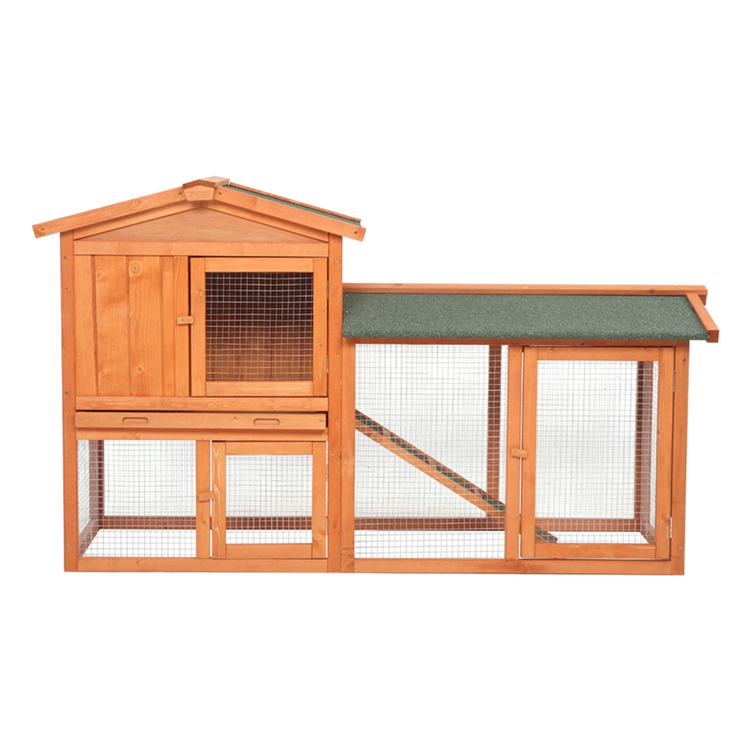 Pefilos 61" Wooden Rabbit Hutch for Outdoor Pet House Bunny Cages Poultry Cage Habitat, Orange Pefilos 61" Wooden Rabbit Hutch for Outdoor Pet House Bunny Cages Poultry Cage Habitat, Orange