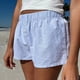 thumbnail image 3 of Pantalones cortos de pijama con estampado de cuadros suaves para mujer - Botones en la parte delantera, cintura elástica, ropa de dormir informal, 3 of 8