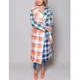 thumbnail image 5 of Kukuzhu Women's Casual Plaid Tweed Long Trench Coat Patchwork Button Down Lapel Belted Wrap Windbreaker Coat, 5 of 7