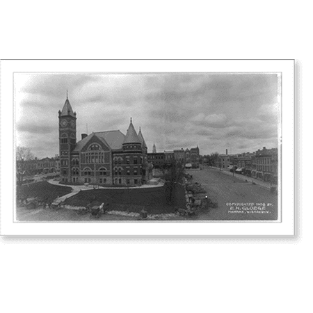 Historic Print, Courthouse and square, Monroe, Wisconsin - 2, 16" x 20"