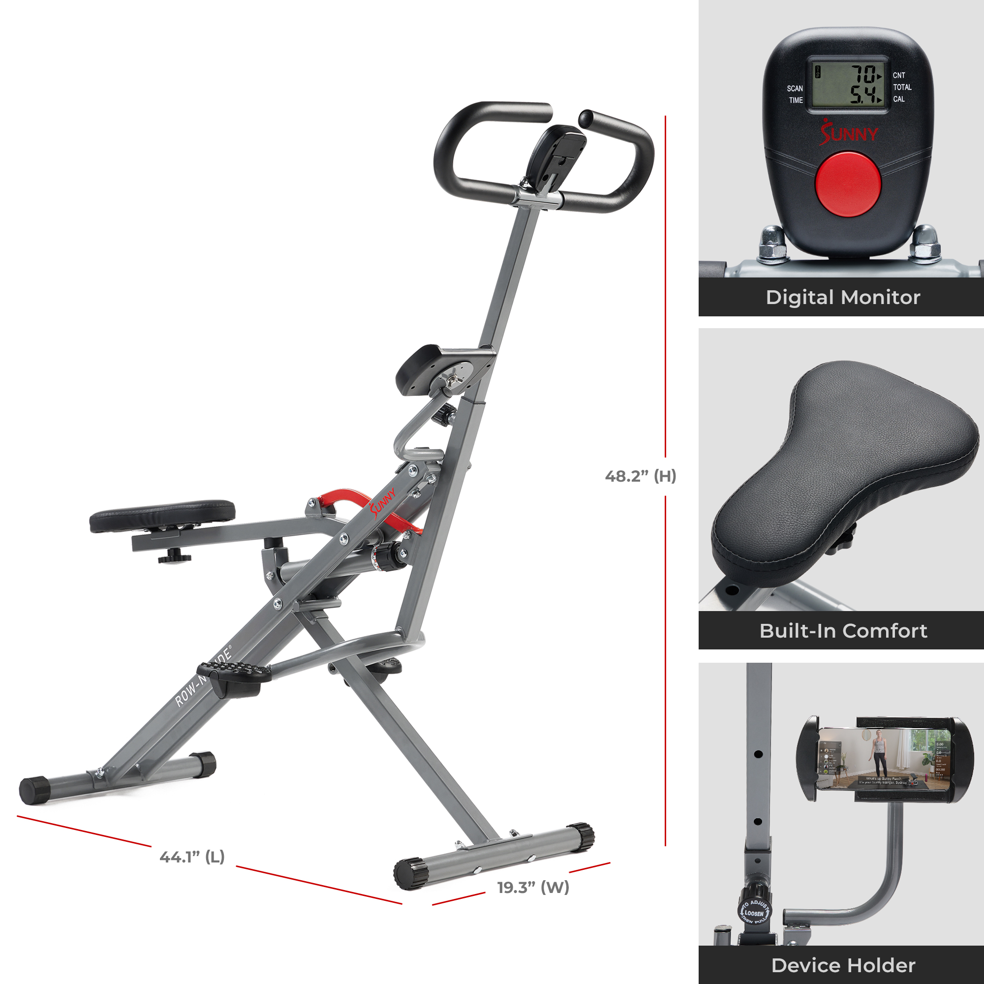 Sunny Health & Fitness Row-N-Ride Pro Squat Assist Trainer photo 3